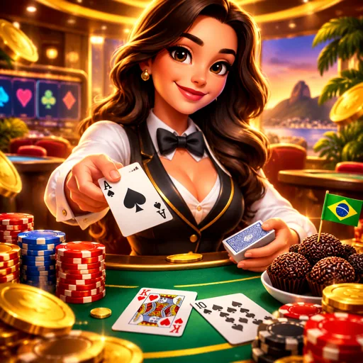 Mesa de blackjack ao vivo com o crupiê distribuindo as cartas na feltro verde