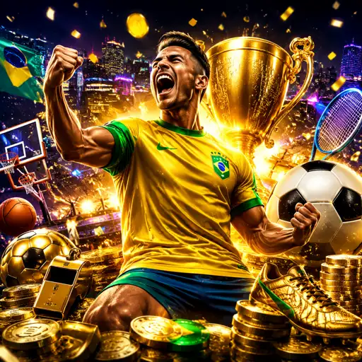 Bola de futebol sobre gramado com placar ao fundo