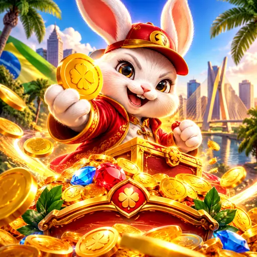 Coelho dourado com moedas em slot de temática chinesa