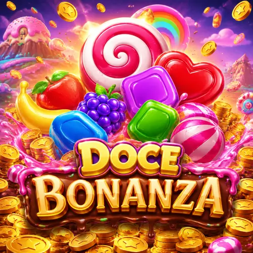 Doces e frutas coloridas em slot doce
